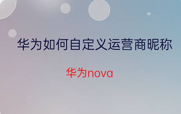 华为如何自定义运营商昵称 华为nova 9运营商名字怎么调？